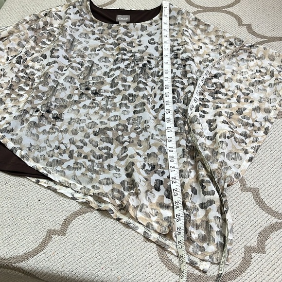 Chico's Brown Asymmetrical Jayma Poncho in Desert Animal Beige, size medium - Picture 15 of 15
